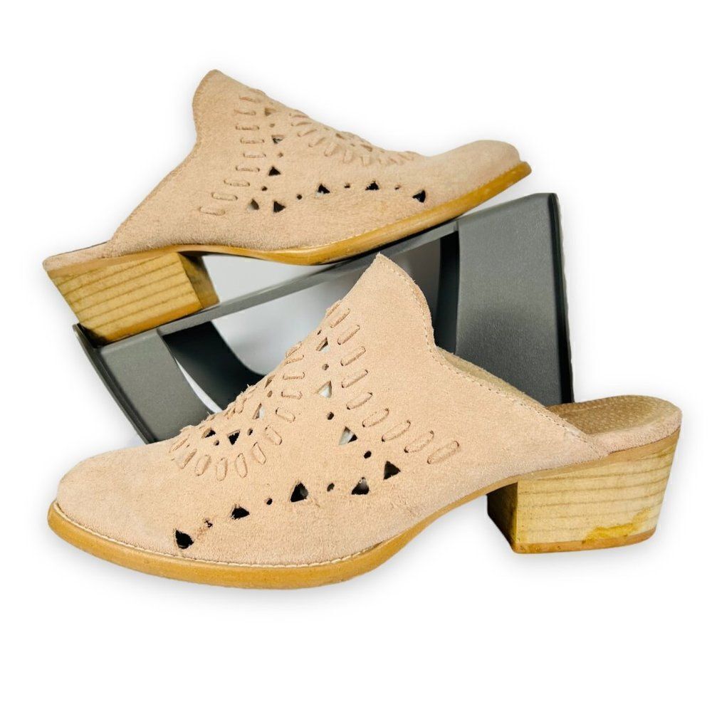 Musse‎ & Cloud Nanette Laser Cut Suede Mules Pink Women's 7.5-8